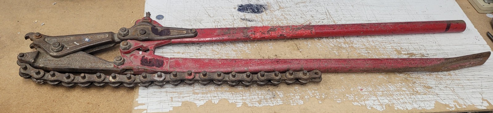 Wheeler-Rex 590-06 Manual Chain Soil Pipe Cutter 26" Chain Needs New Drive Screw