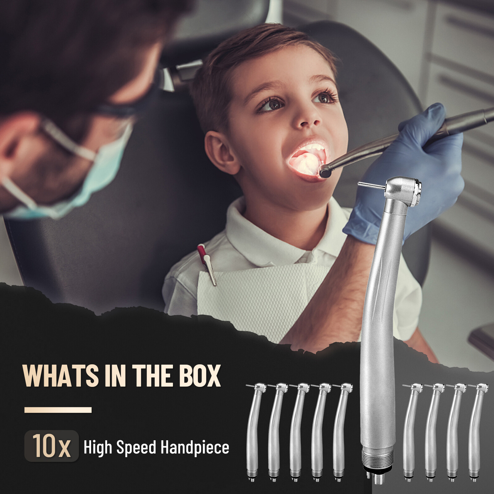 10 Packs NSK Style Dental High Speed Handpiece Push Button 4Hole Air Turbine USA