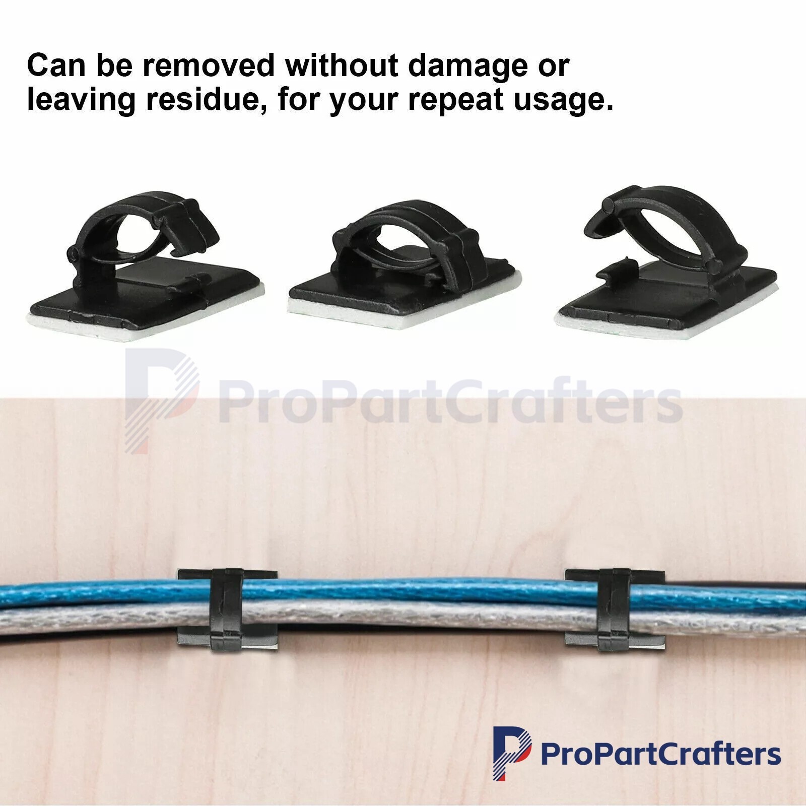 100Pcs Cable Clips Self-Adhesive Cord Wire Holder Management Organizer Clamps US