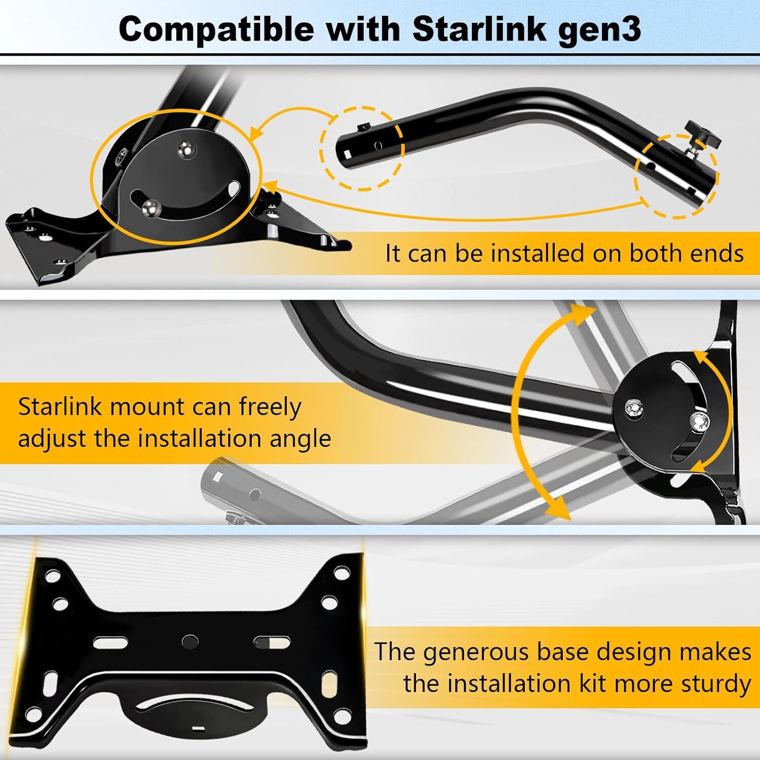 Adjustable Starlink Gen 3 Mount, Starlink Mounting Kit Gen 3, Long Wall Mount