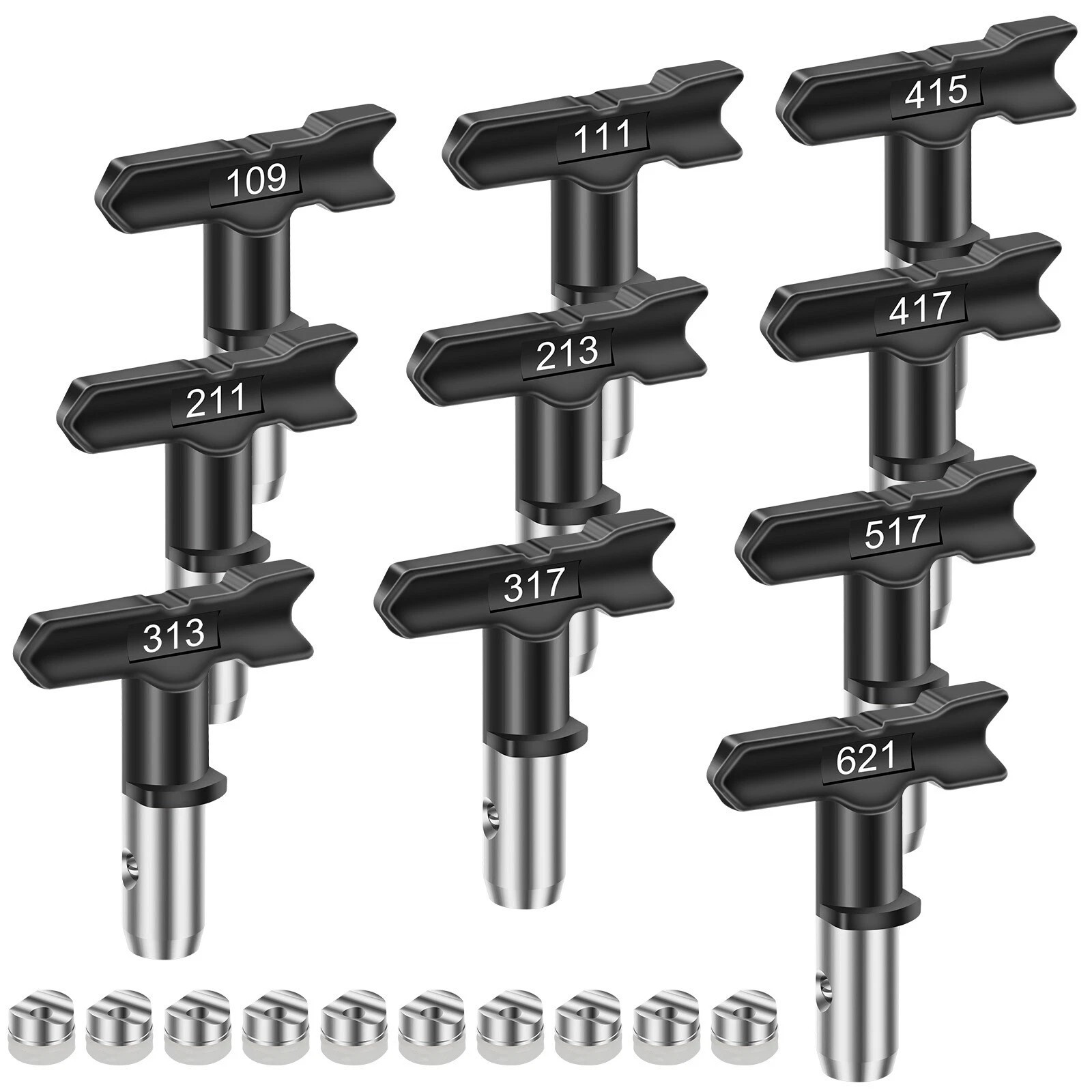 For 109-621 Series 10Pcs Reversible Spray Tips For Airless Paint Sprayer Nozzle