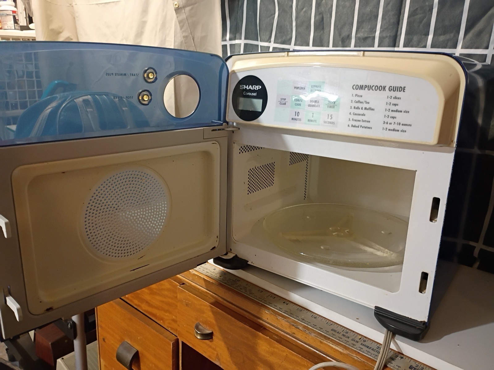 Vintage Sharp Carousel Half Pint Microwave Blue R-120DB Compact Dorm Camper