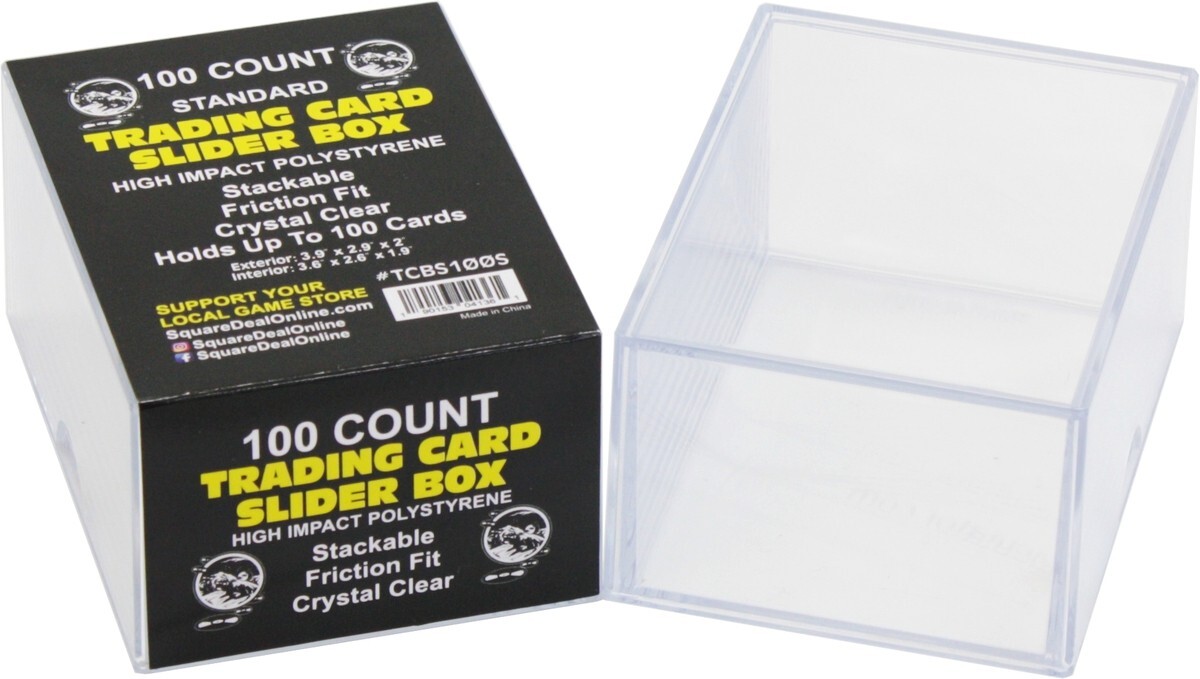 (100) TCBS100S Trading Card Slider Boxes Ultimate Protection Crystal Clear NEW