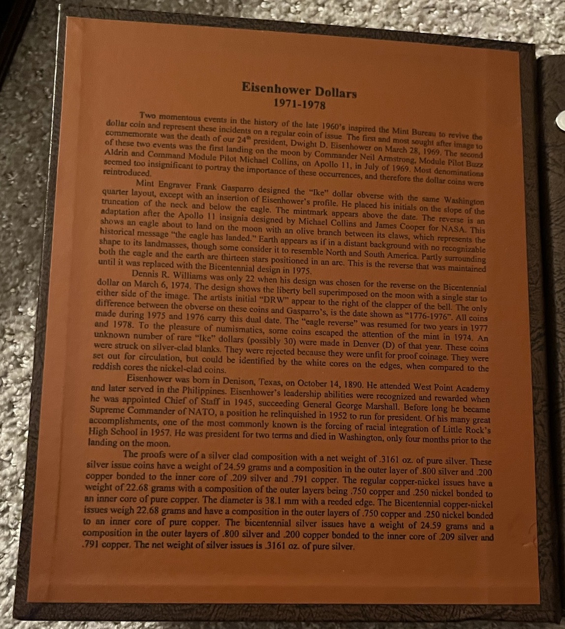 DANSCO COIN ALBUM #8176 EISENHOWER IKE DOLLARS 1971-1978 INCLUDING PROOFS