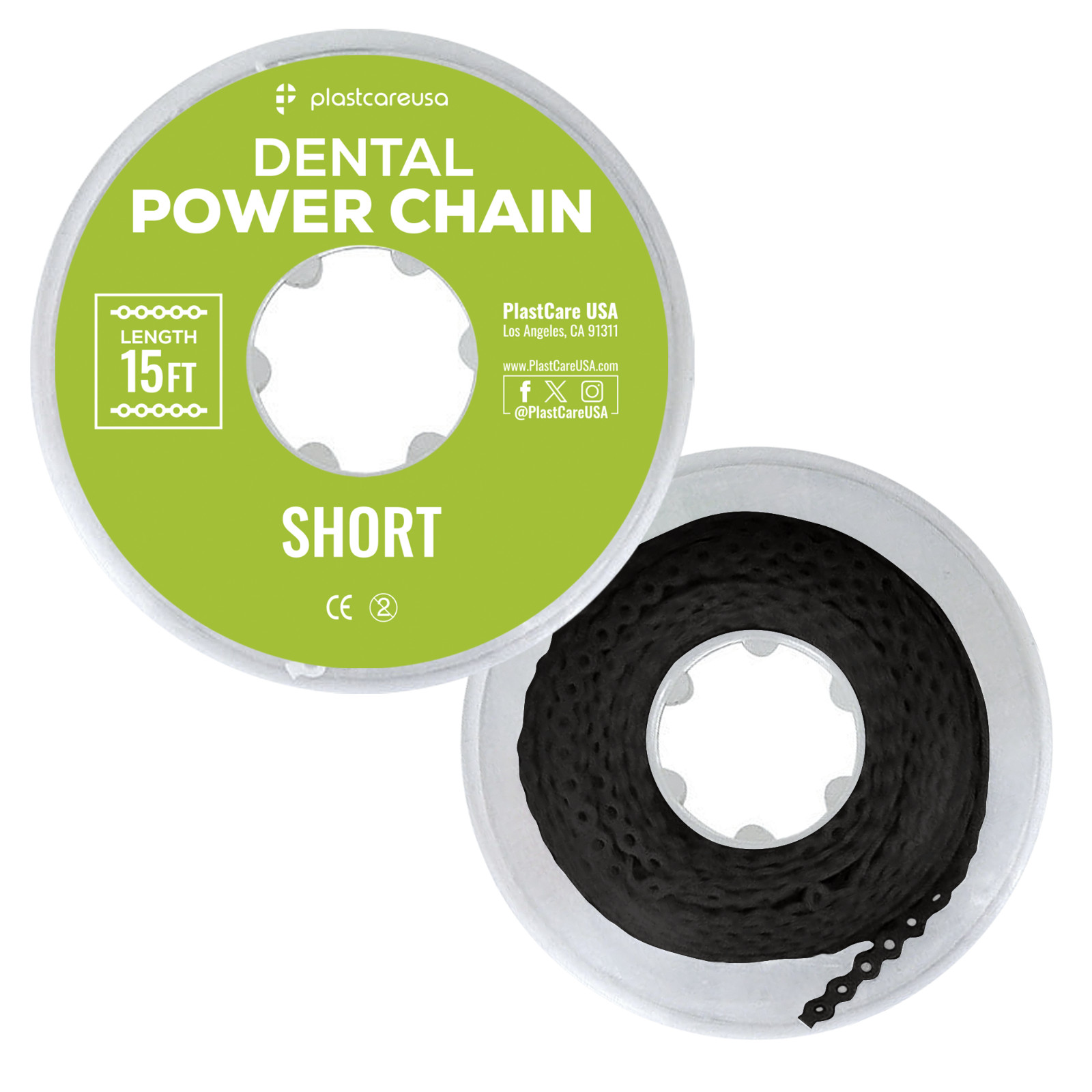Black Short Dental Orthodontic Power Chain – 15 ft Elastic Ligature for Braces