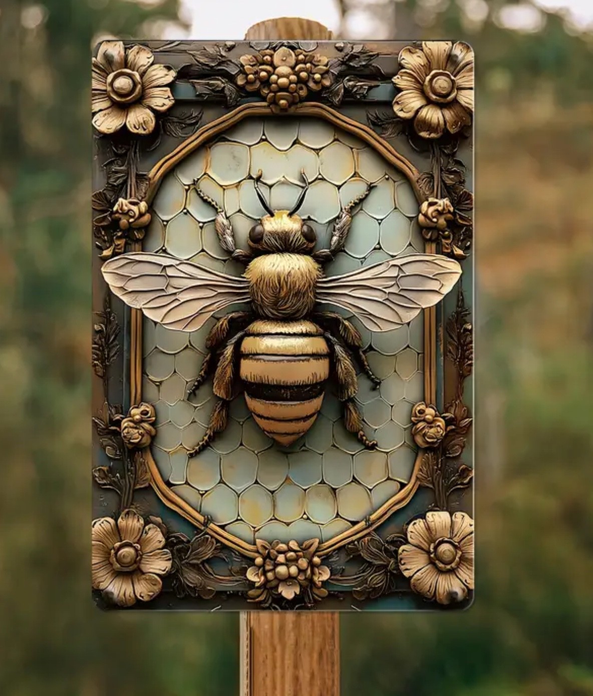 2D Bee design Metal  Sign Retro  Wall Decor for Bar Cafe NEW 12x8