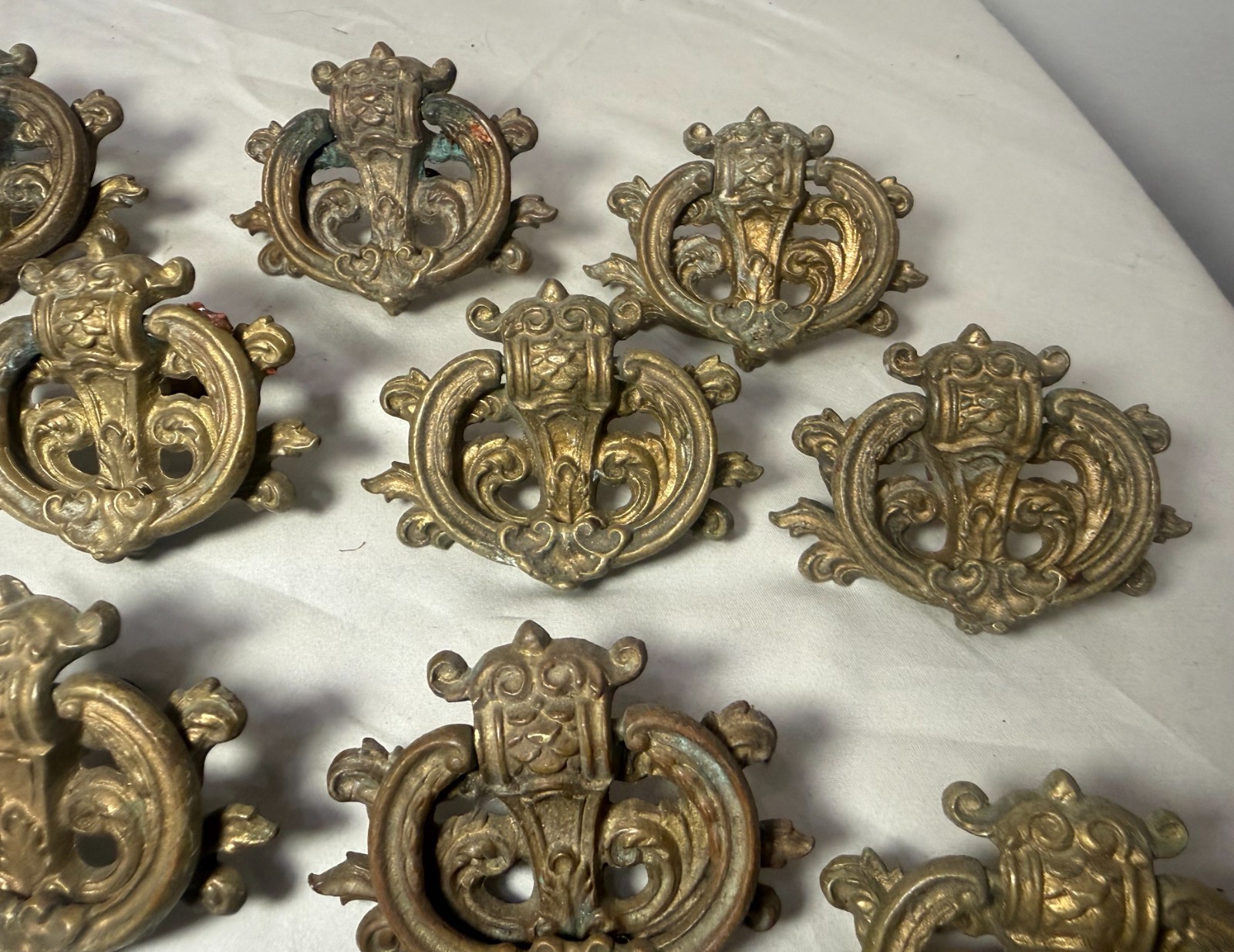 antique ornate 19th century Victorian furniture door drawer pull handle hardware