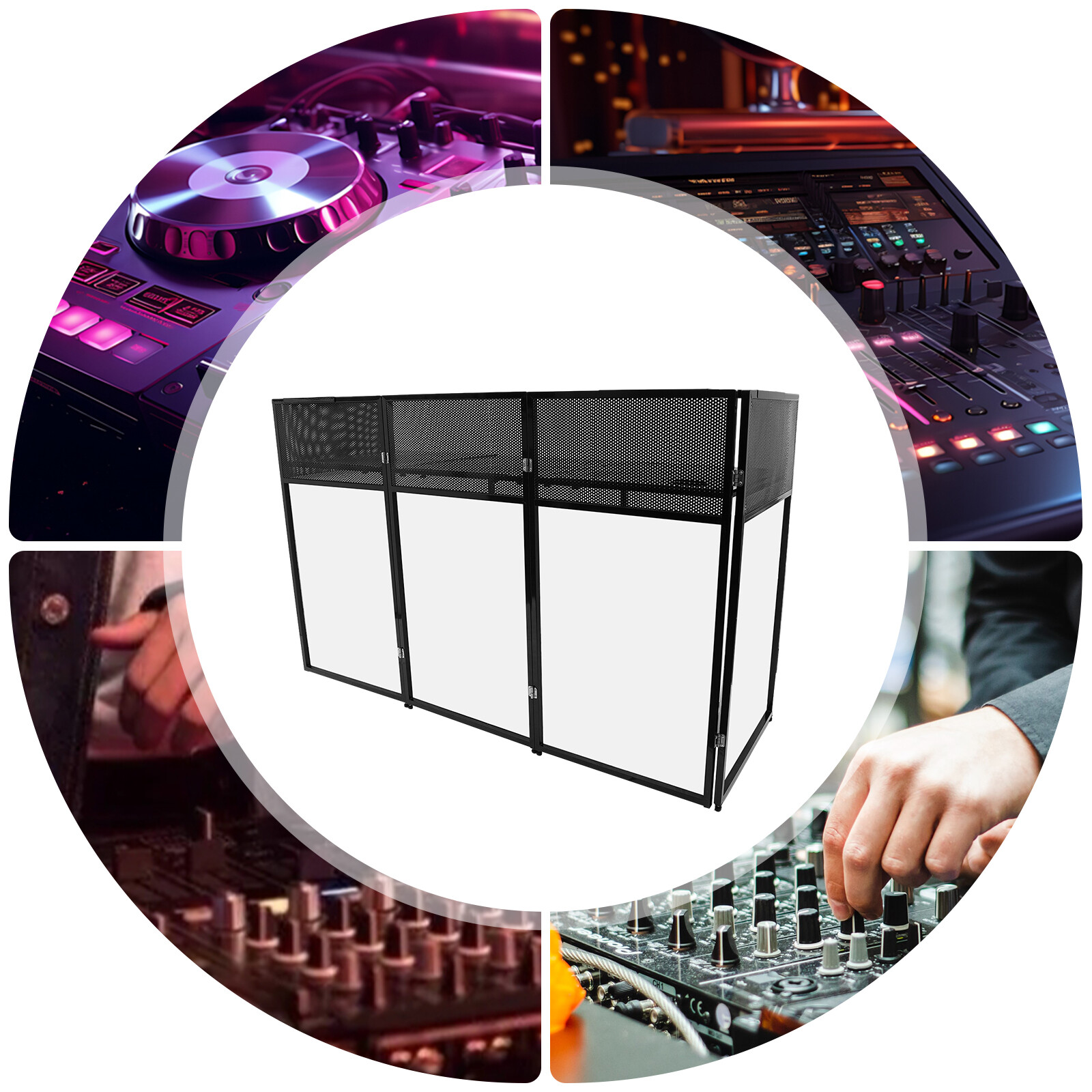 DJ Booth Table Adjustable Free Standing DJ Booth Stand Foldable 20kg/44lbs