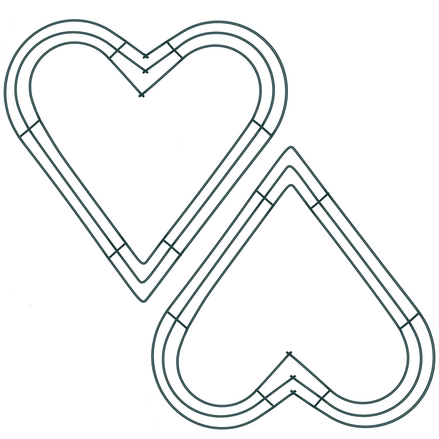Pack of 2 Heart Shaped Wire Wreath Frame 12 Inches Dark Green Metal Wreath Fr...