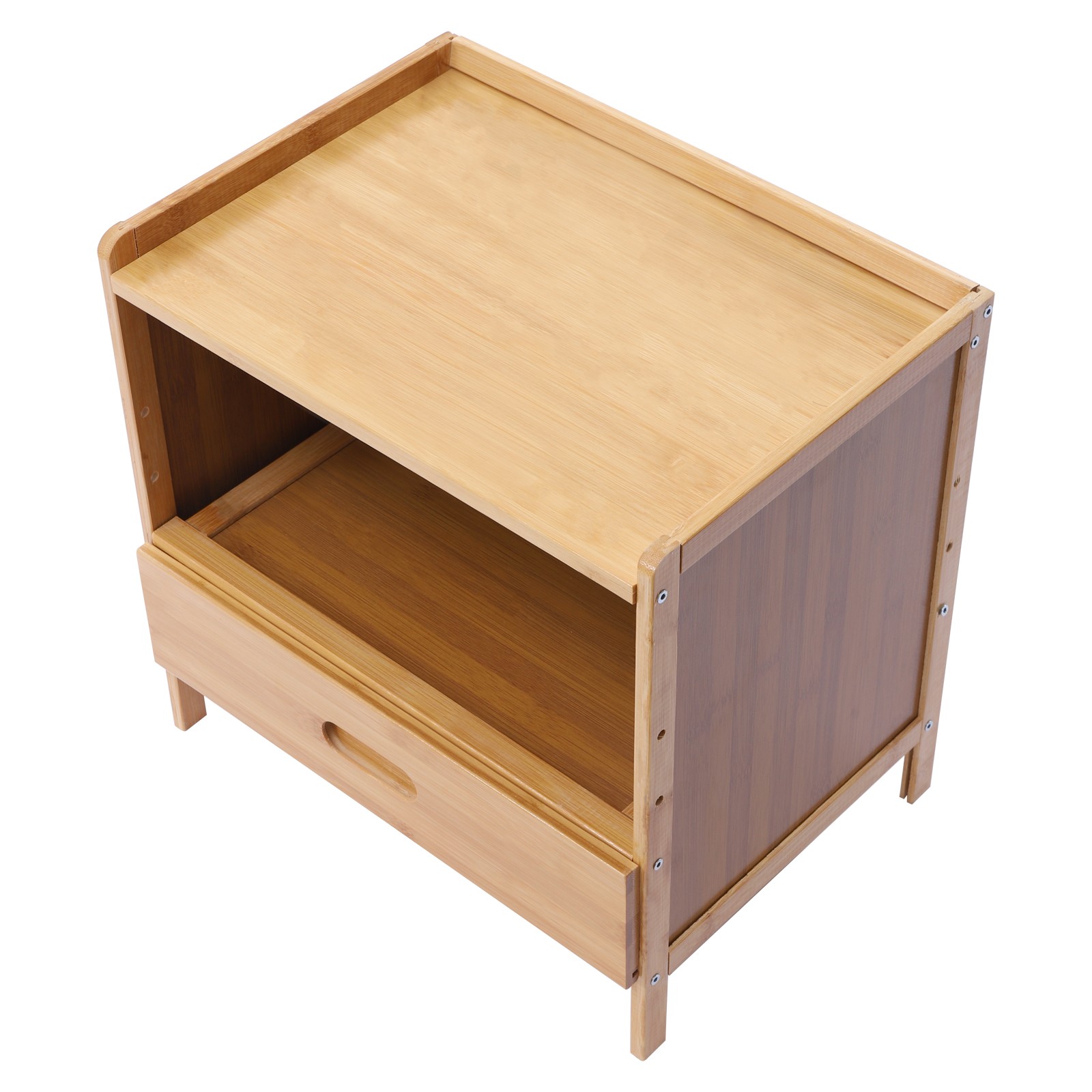 Modern Bedside Cabinet Nightstand Table Drawer Bamboo Bedroom Storage Furniture