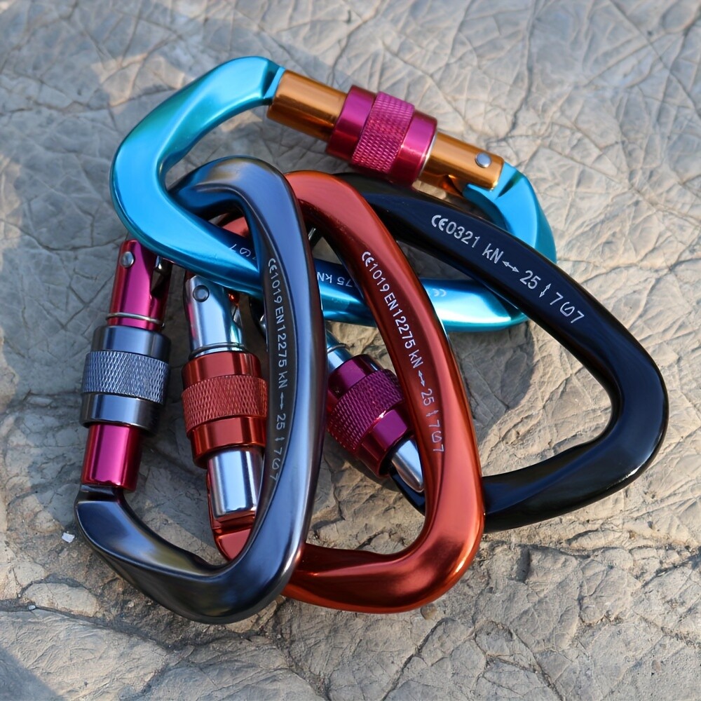 4 Pcs-25KN Aluminum Locking Carabiner Clips Rock Climbing Spring Snap Hooks Lot