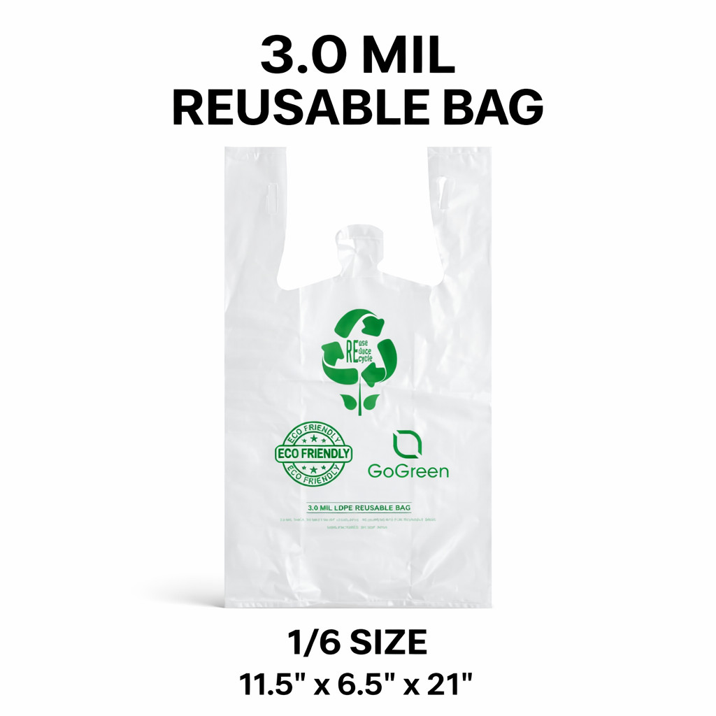 Clear Plastic T-Shirt Grocery Bags 3 Mil Heavy Duty Reusable 1/6  21x6.5x11.5