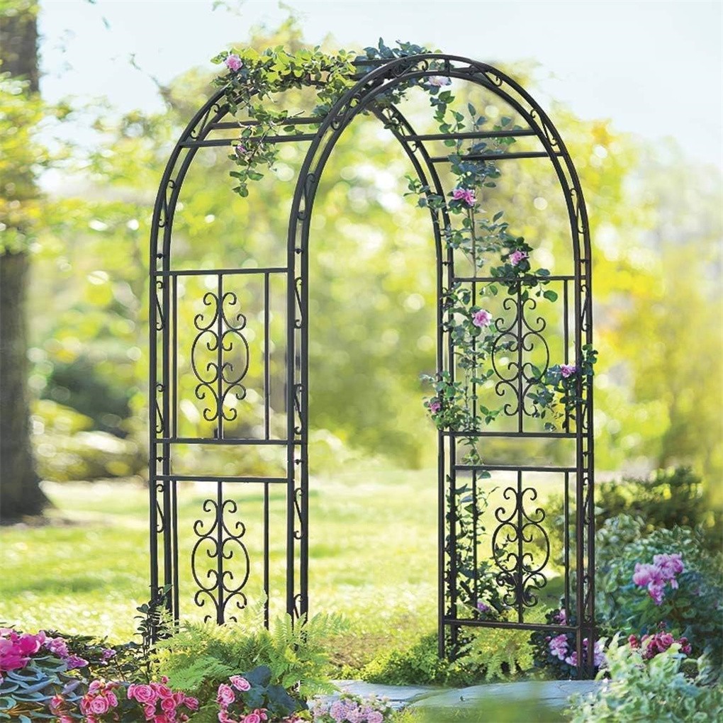 Rust-proof Double Column Garden Arch Trellis Vine Flowers Frame Stand w/ 8 Prong