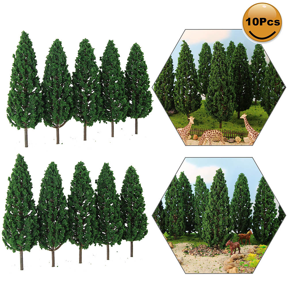 10pcs Model Pine Trees 1:25 Green For O G Scale Railway Layout 16cm S16060