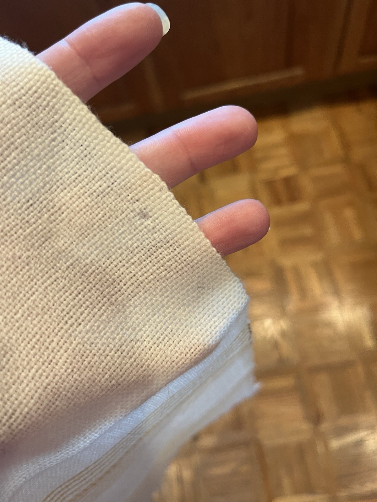 Vintage Madawaska Weavers Canada Pure Wool Hand Woven Scarf 9x42.5” Cream Gold