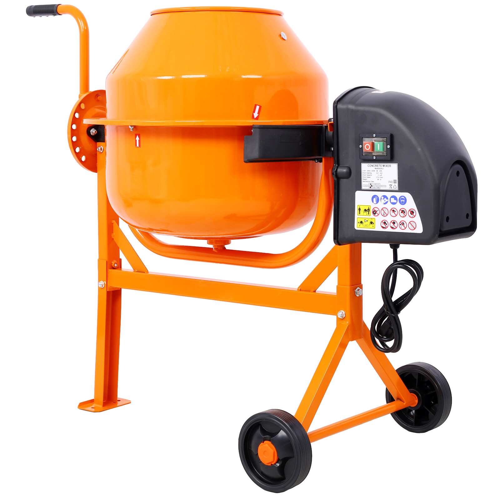 Portable Cement Mixer 3 Cu. Ft Electric Concrete Mixer Machine Mortar Stone Mix