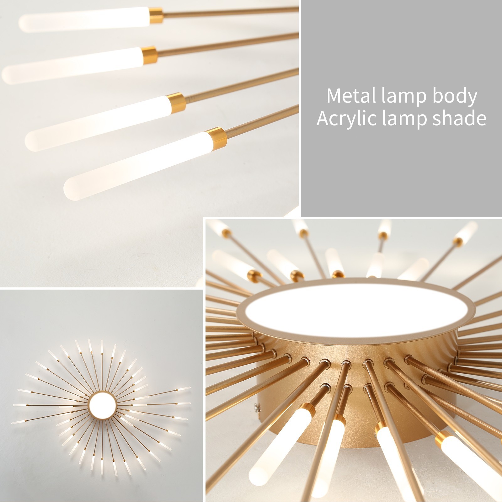 42-Light Fireworks Ceiling Light Modern LED Flush Mount Dimmable APP Remote-Gold