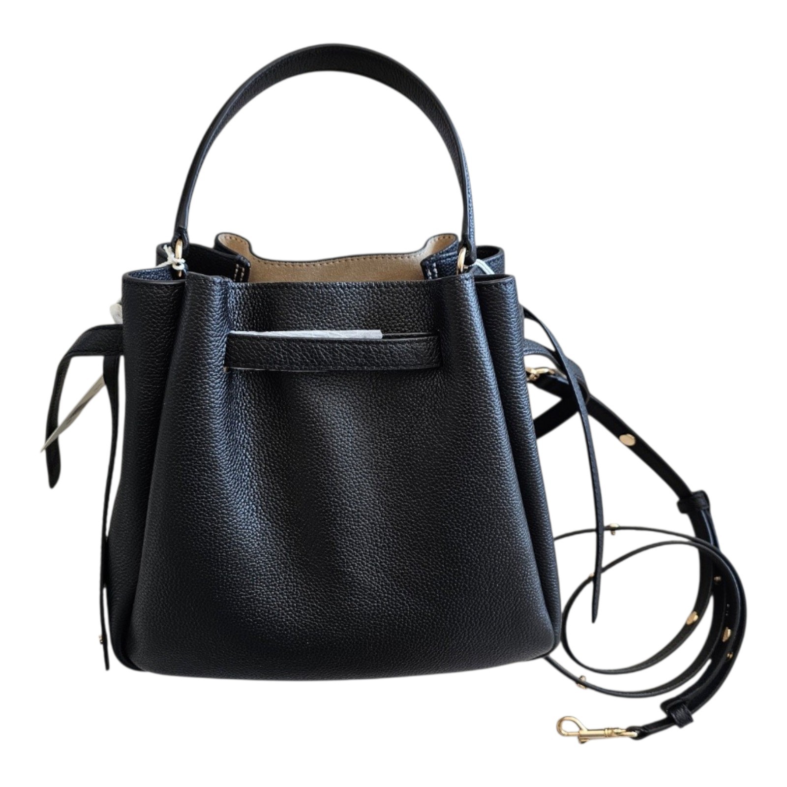 Tory Burch Women's Romy Pebbled Small Bucket Bag One Size Black NWT