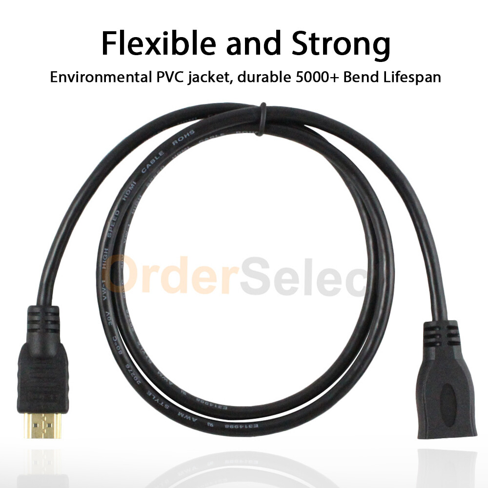 HDMI Extension Cable Male to Female HDMI Cable Extender Adapter 3D 4K x 2K Lot