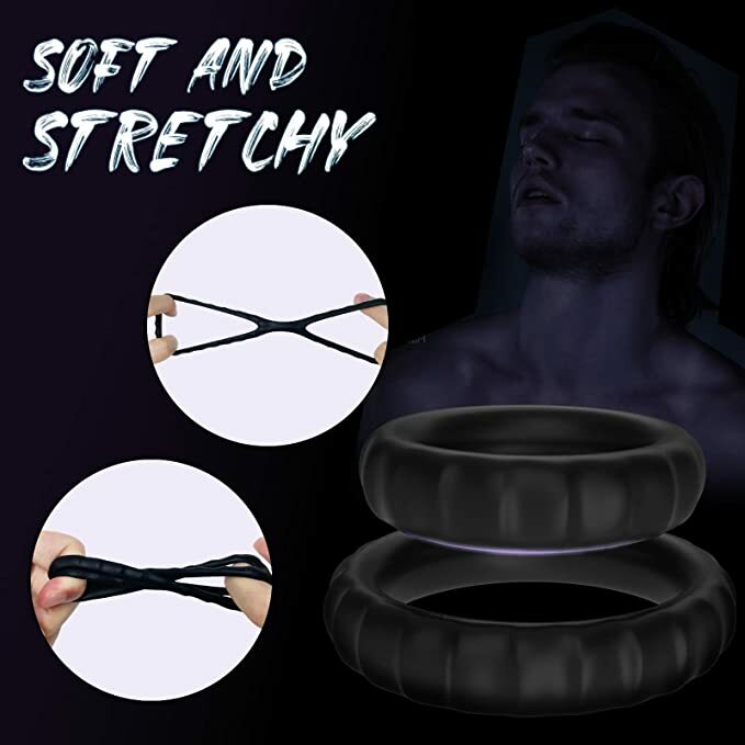 Dual Cock Ring Super Strong Stretchy Stay Harder Penis Rings Cockring For-Men