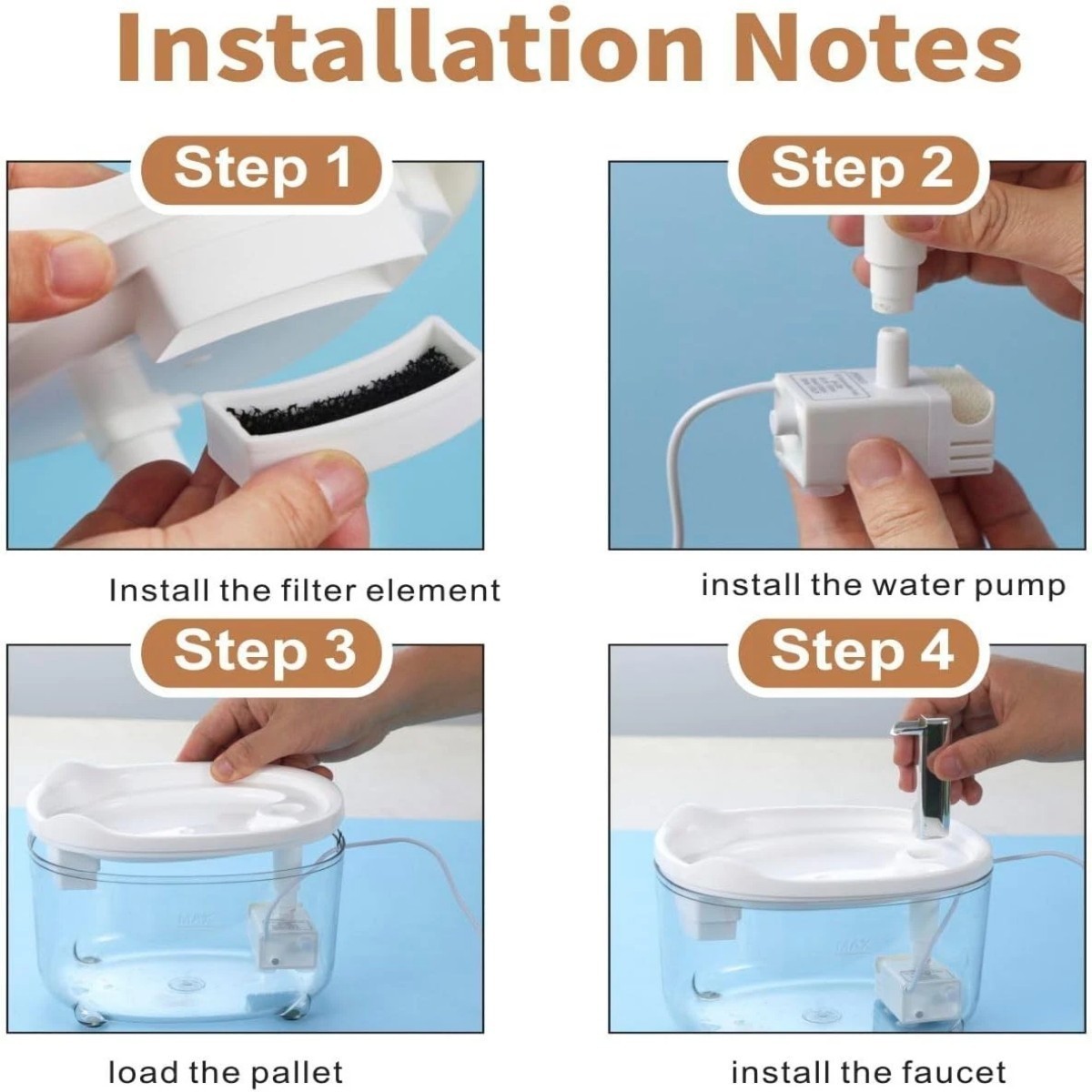 Large Capacity Cat Water Fountain-Automatic 50oz Pet Water Fountain for Cat Dog