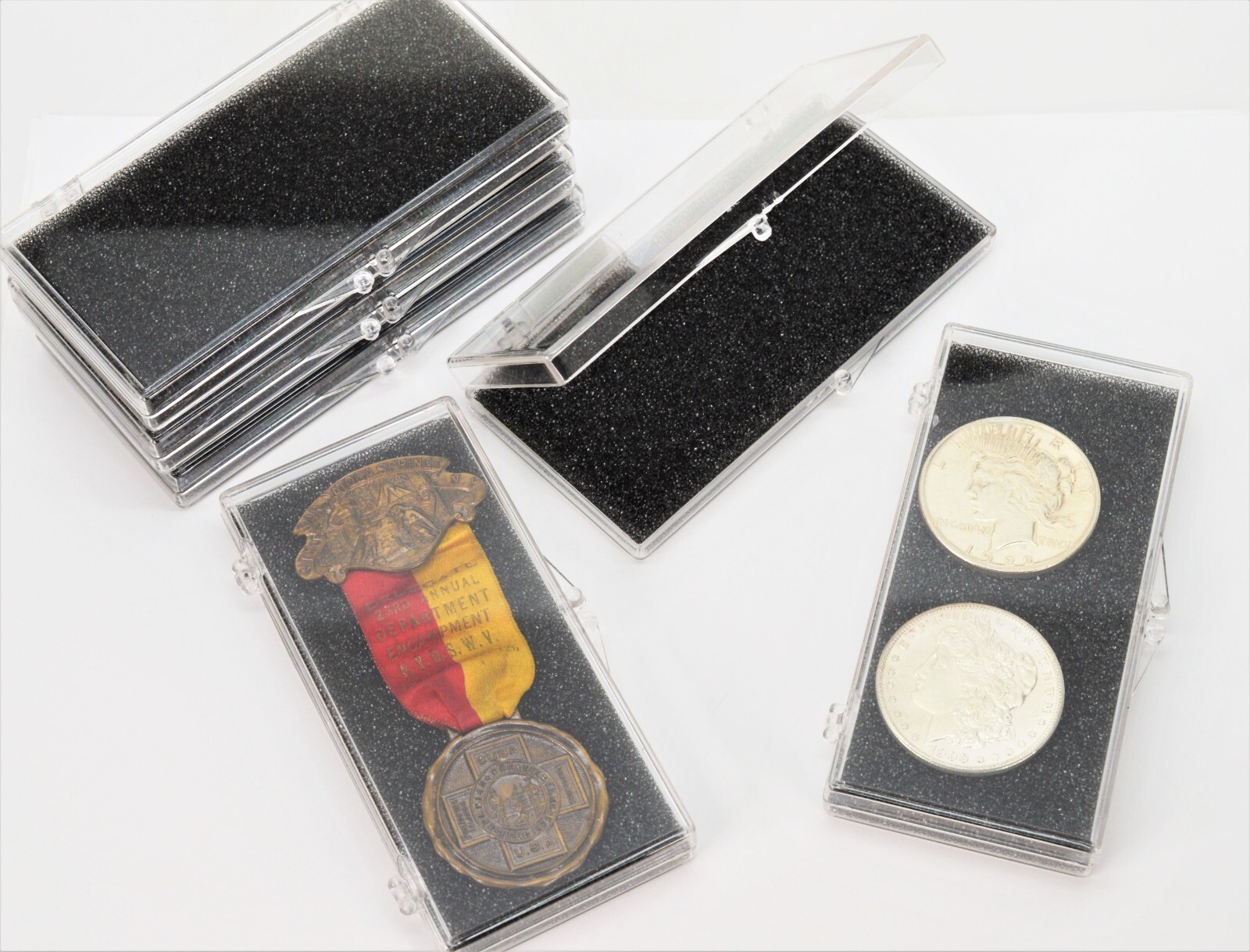 Clear Plastic Display Snap Case Box for Medals Collectables - Lot of 6