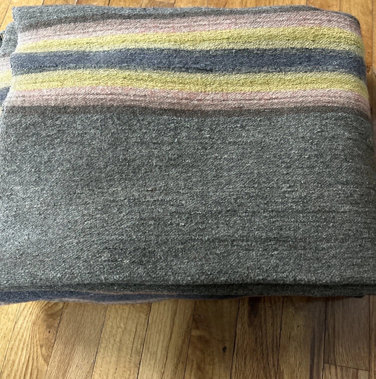 Antique Vintage Wool Horse Blanket Leather Strap Buckle Primitive Equestrian