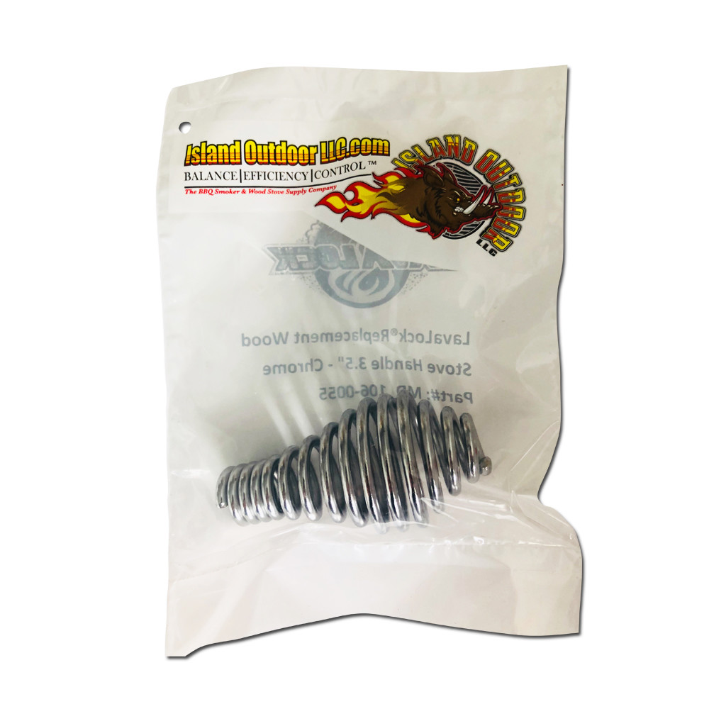 Chrome wood stove BBQ pellet stove spring door handle 3-1/2" long for 1/2" rod