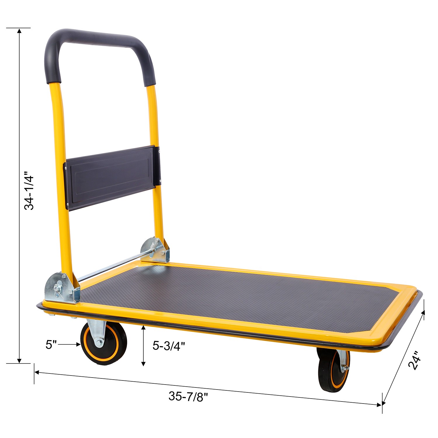 Foldable Platform Truck Push Dolly 660 lb. Weight Capacity Black and Yellow