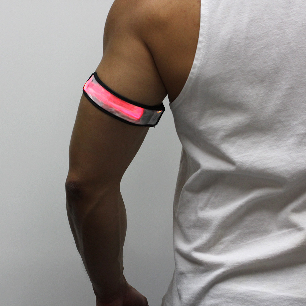 MaximalPower Red LED Light Reflective White ARM/LEG BAND Running Jogging Walking