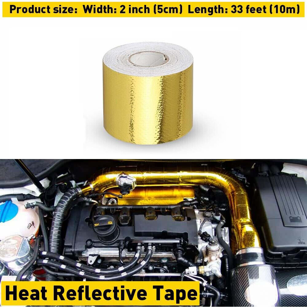 Gold Intake Heat Reflective Tape Wrap Self Adhesive High Temperature 2"33Ft US