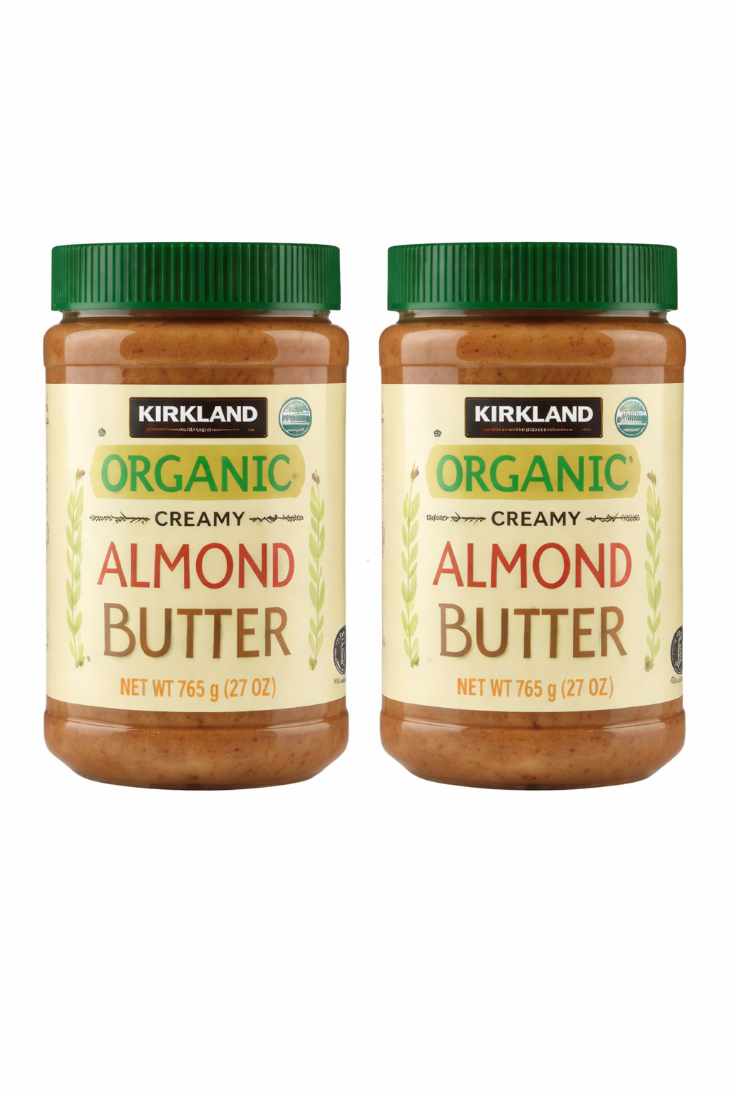 Kirkland Signature Organic Creamy Almond Butter, 27 Ounces each - 2 PACK
