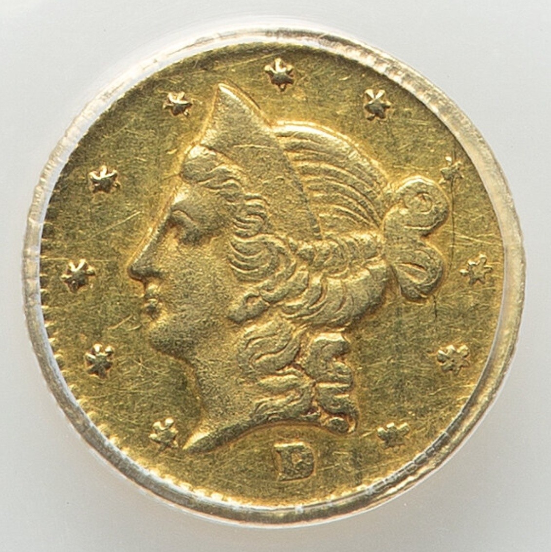 1853 G50C CALI"P"ORNIA FRACTIONAL GOLD, BG-421, AU55 PCGS - GOLD RUSH!