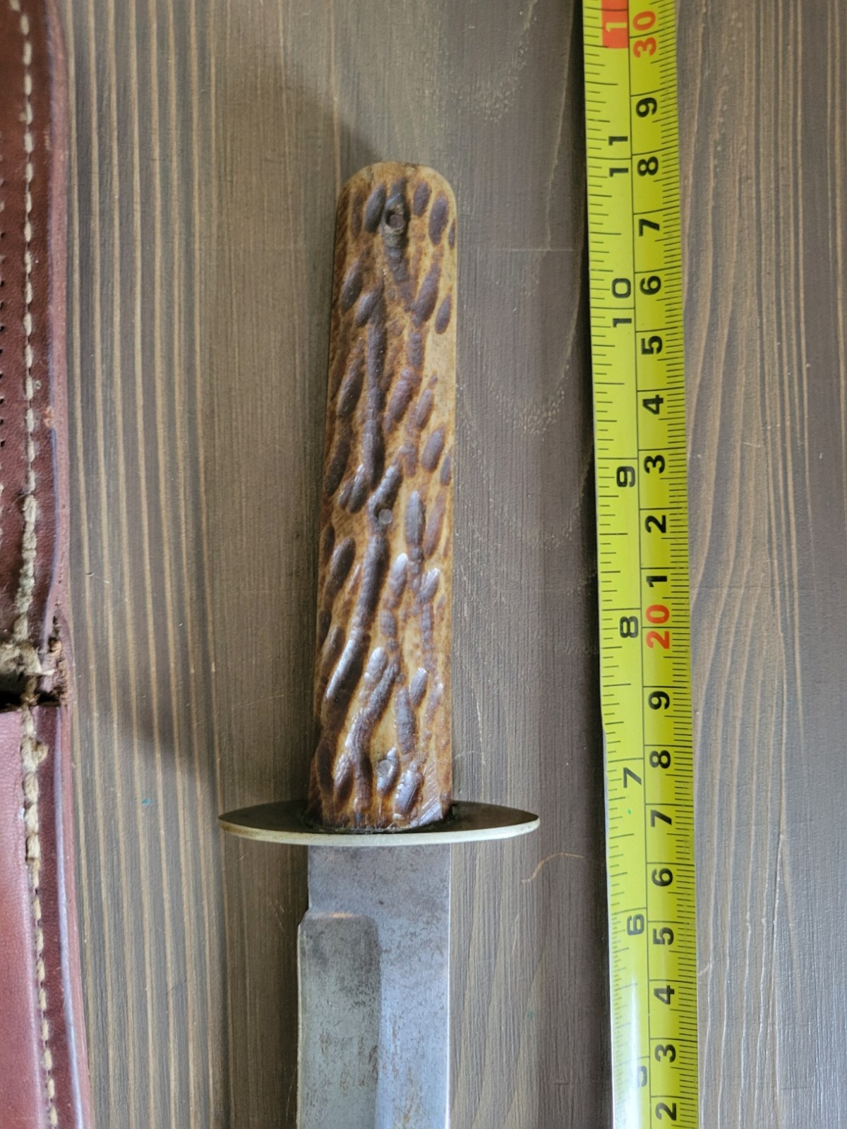 Krane Brand M. Klaas England knife with sheath, used vintage item