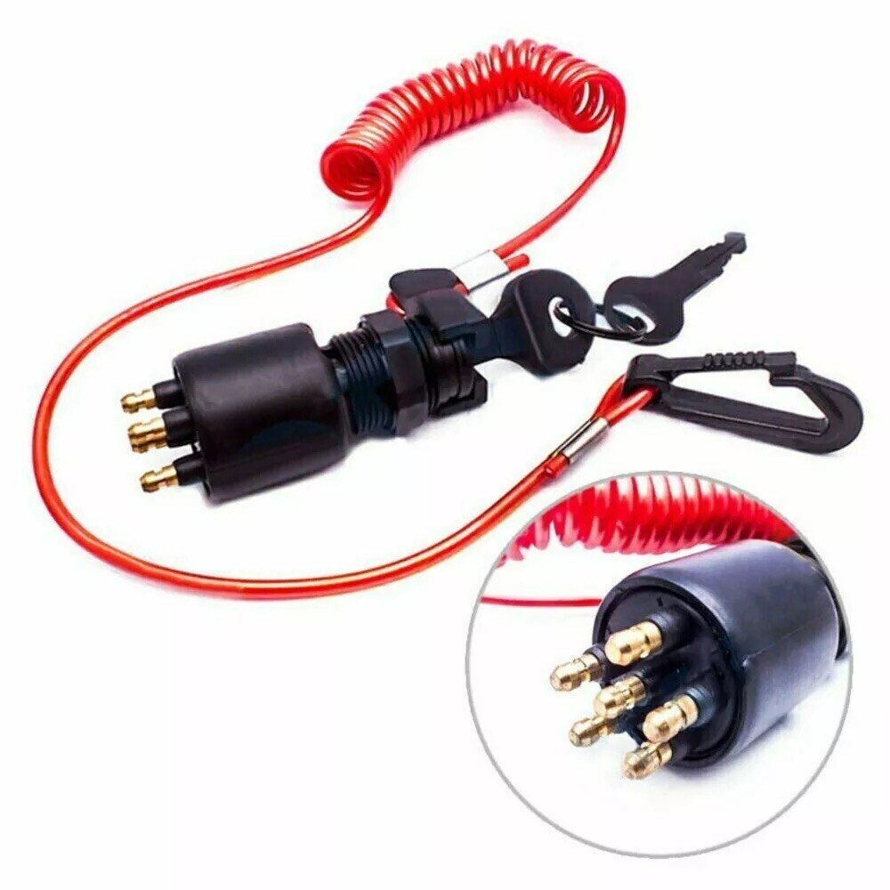 Ignition Switch Key & Lanyard Assembly for OMC Johnson Evinrude Outboard Motor
