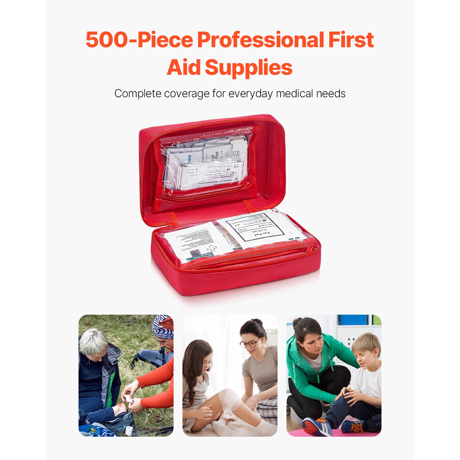 First Aid Kit 500 Pieces Large Survival Bag Emergency Medical Supplies Home Car