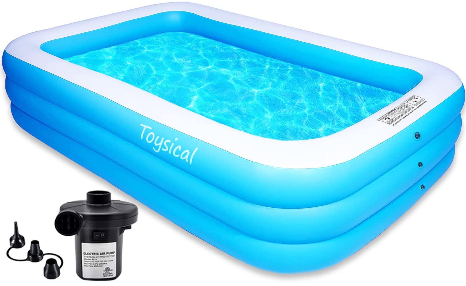 Inflatable Pool for Kids and Adults with Pump - 118 x 72 x 22 - More Durable ...