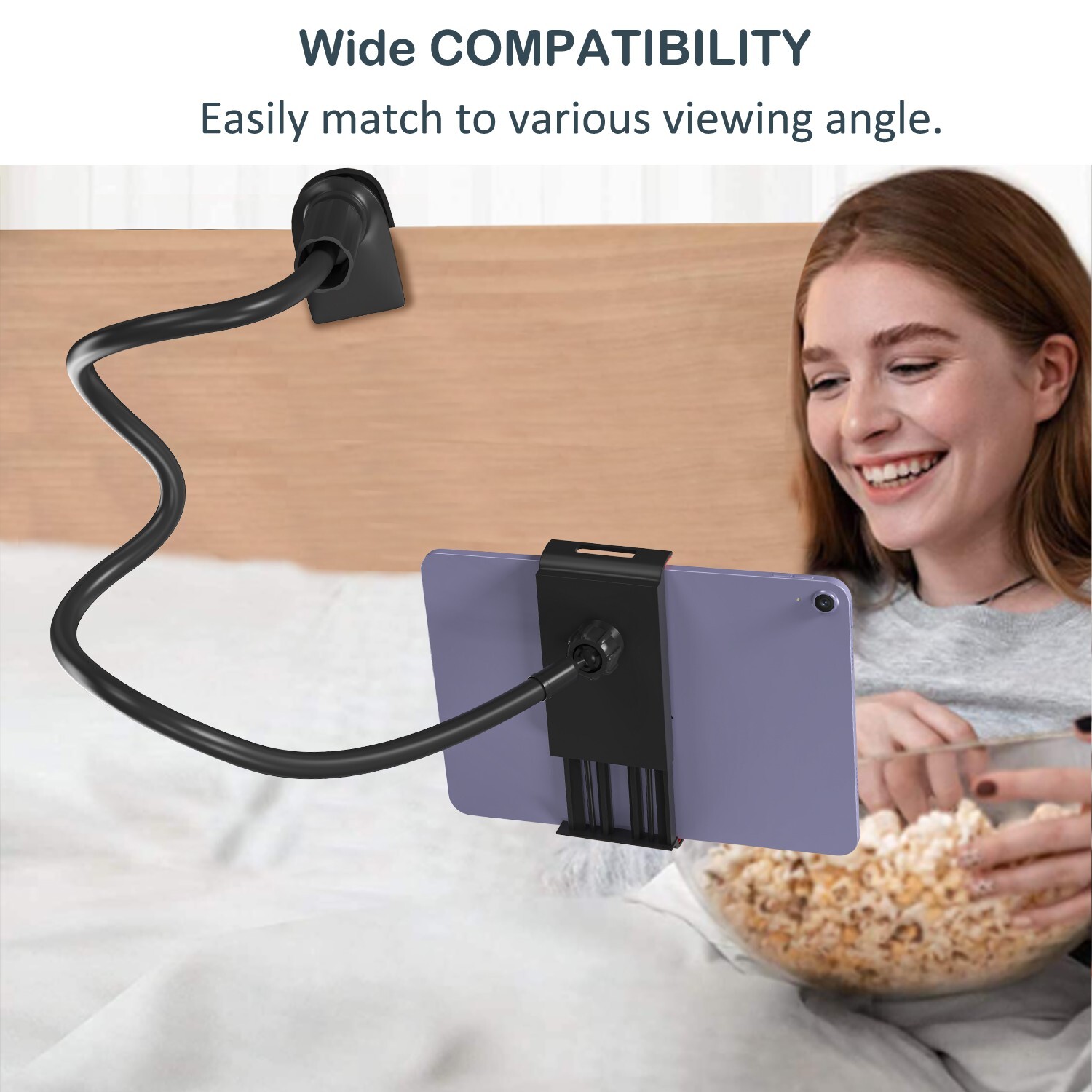 Flexible Gooseneck Tablet Holder - Long Arm Clamp for Desk, Bed & Versatile Use