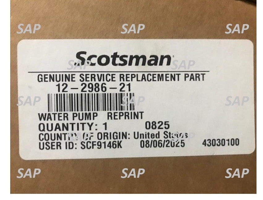 NEW 12-2986-21 OEM GENUINE Scotsman WATER PUMP