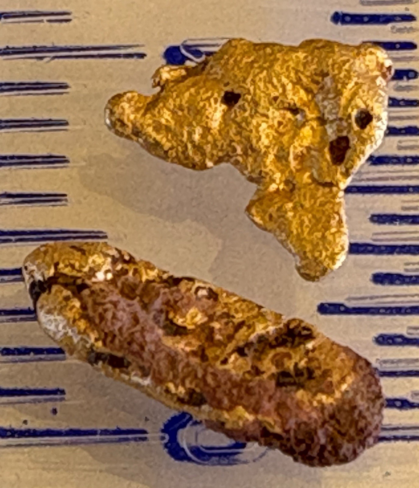 2 genuine, natural, Australian gold nuggets 0.59 gram