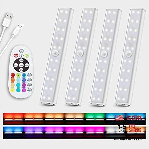 48-LED Under Cabinet Lighting - Wireless - 15 Colors - Changeable & Rechargeable