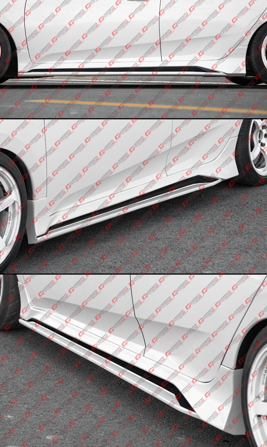 For 2016-2021 Honda Civic Sedan Hatchback FC FK4 CTM White Side Skirt Extension