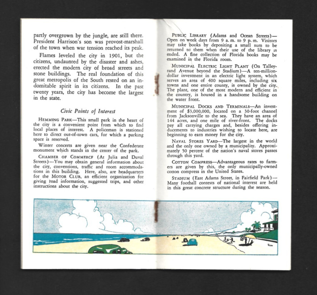 SMALL TRAVEL BROCHURE: THE STORY OF JACKSONVILLE, FLORIDA - HISTORY - 1936