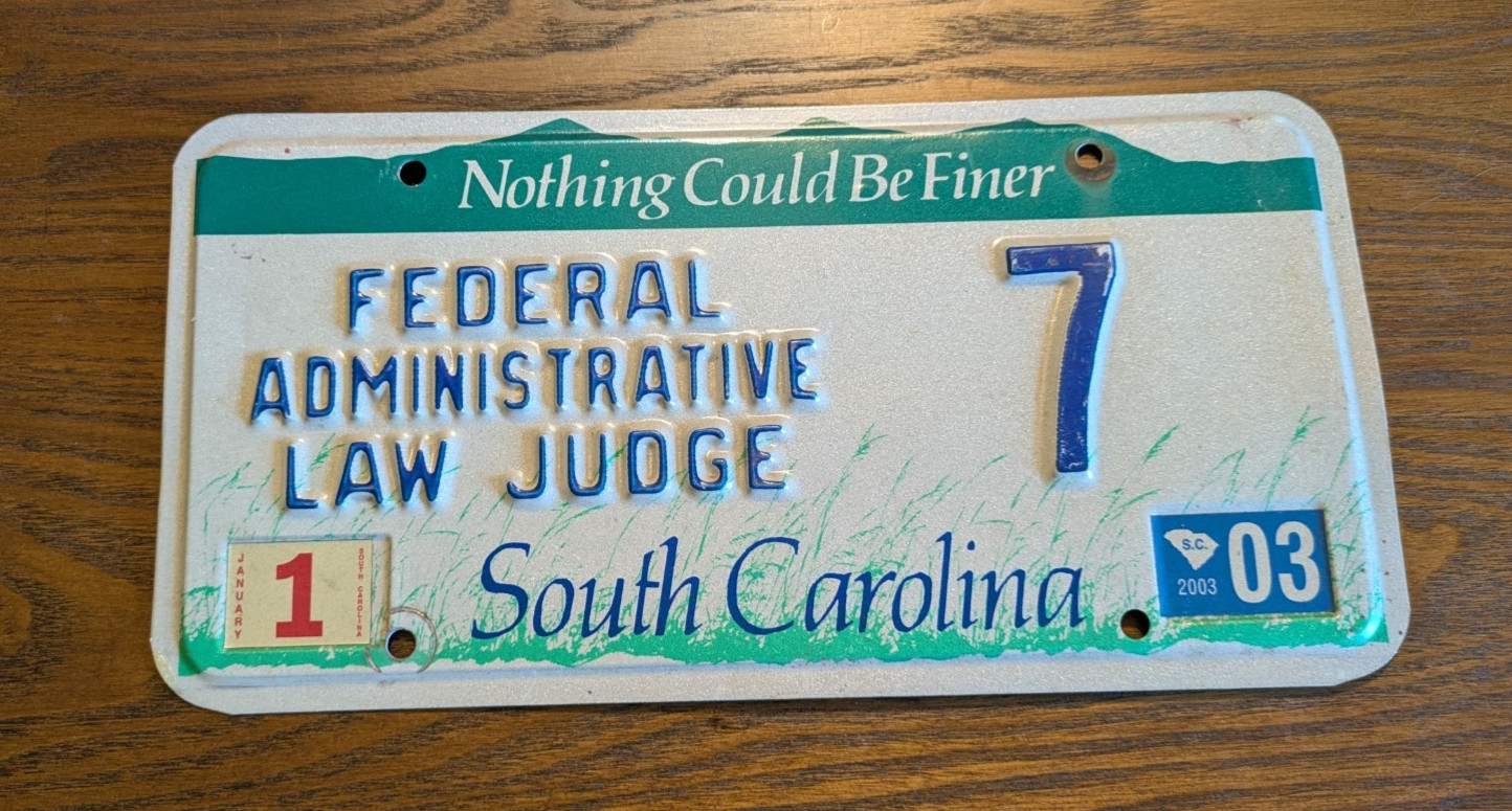 Used - South Carolina Federal Judge License Plate - SC