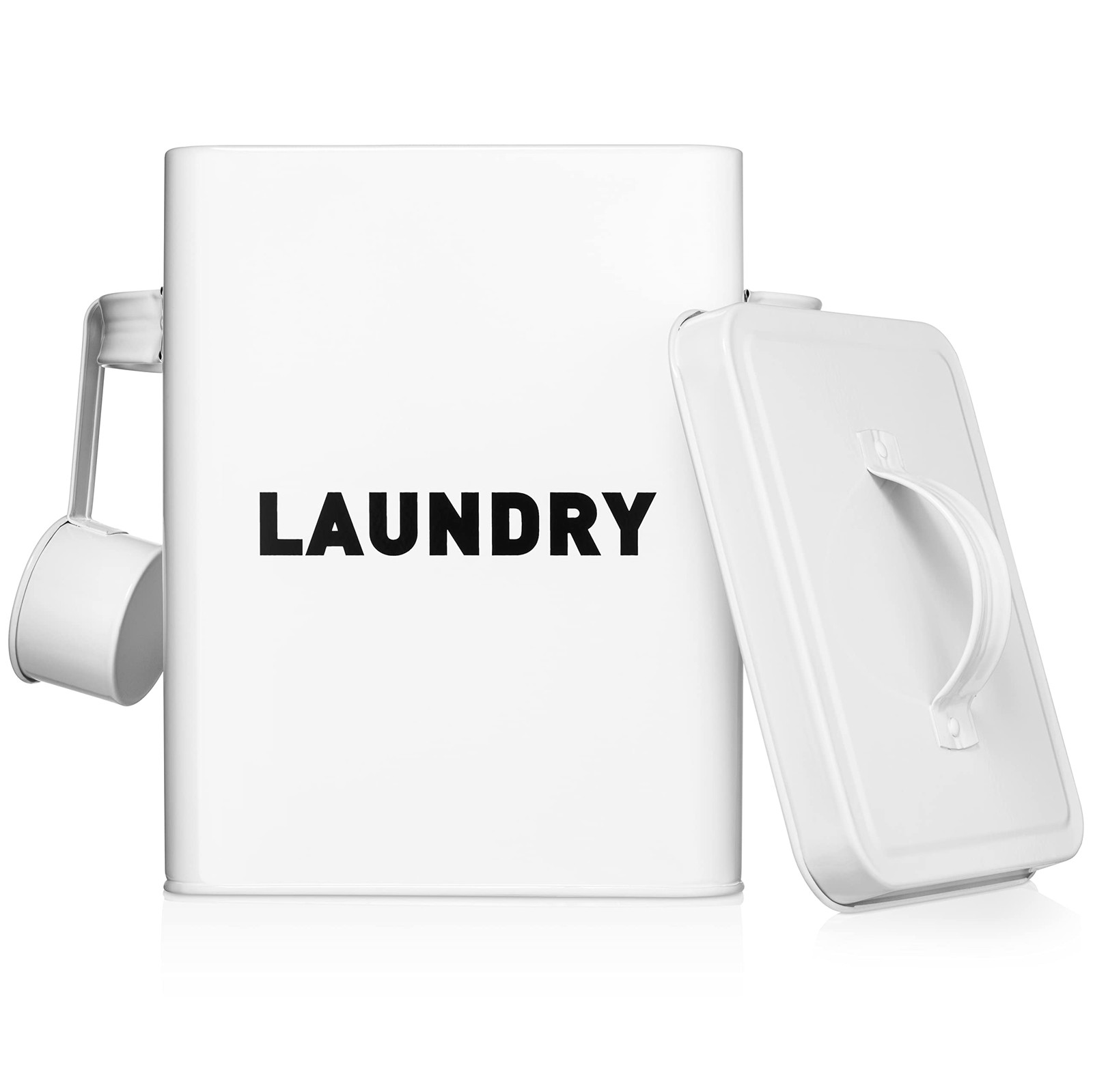 Claimed Corner Metal Laundry Storage Canister White Kitchen Organizer (