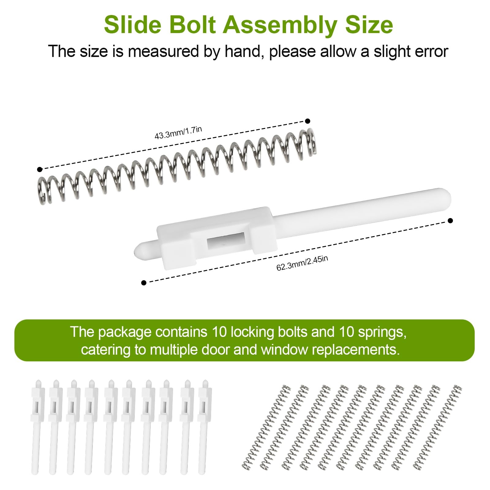Slide Spring Bolt Assembly Replacement for Eze Breeze Vertical 4 Track White