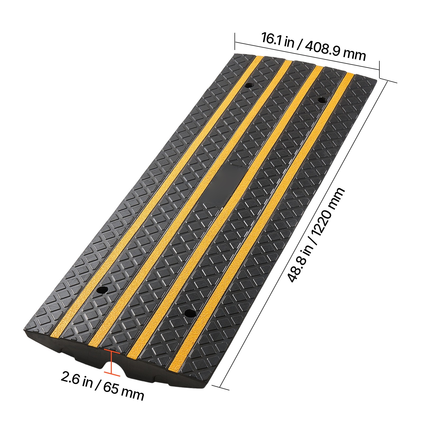 Uimoso 3-Piece Rubber Driveway Ramp Set, 2.6-Inch Rise, 33,069 lbs Capacity