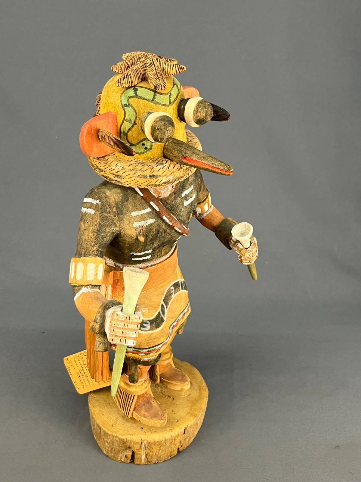 Vtg Hand-Carved 13" Hopi Kachina Doll ZUNI RATTLE SNAKE by Everett Tawahongva