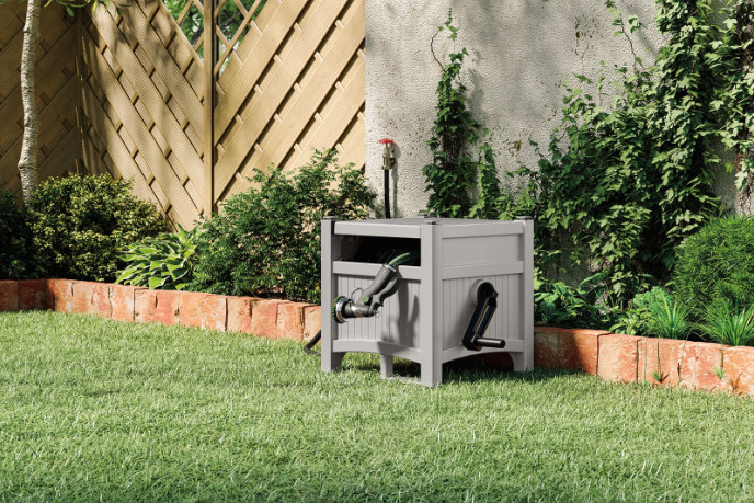 100 ft. Hose Hideaway Hose Reel, FreeStanding, Easy Operatio,Gray