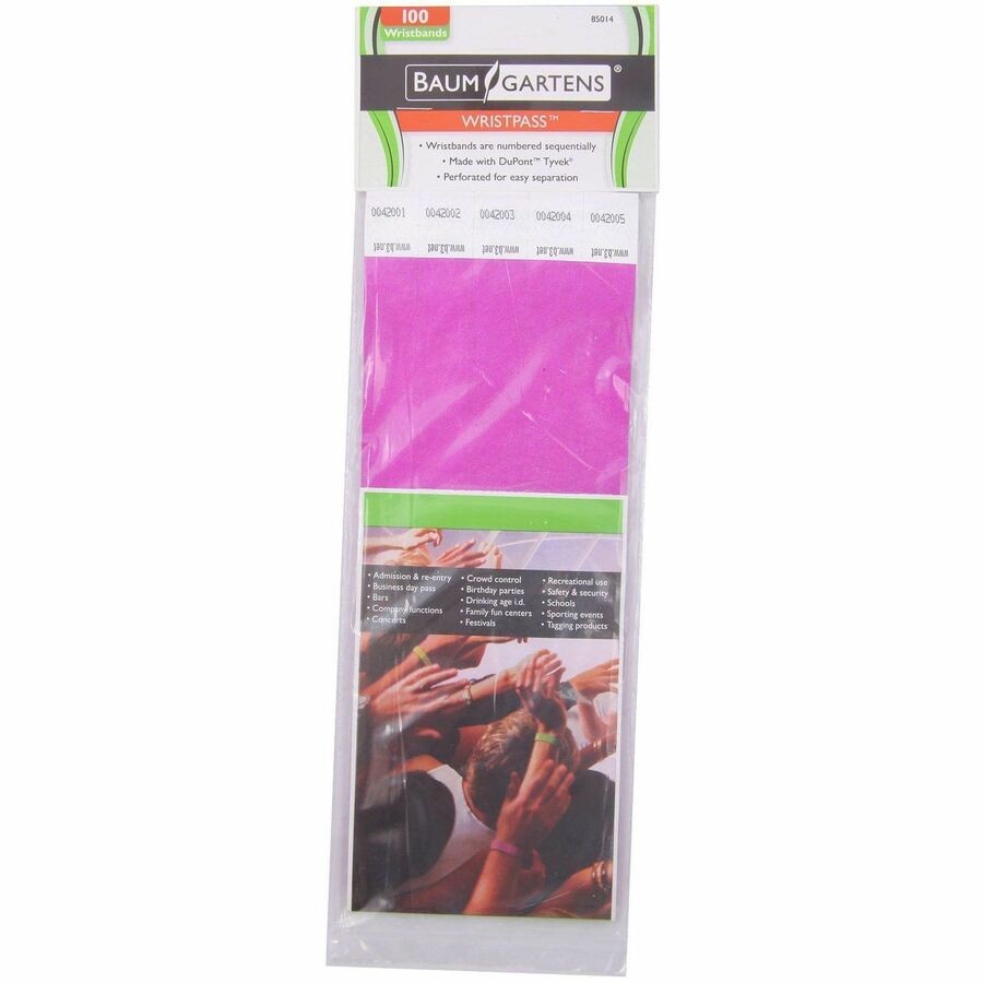 Baumgartens BAU85014 Tyvek Security Wristbands Purple 10"x0.8"